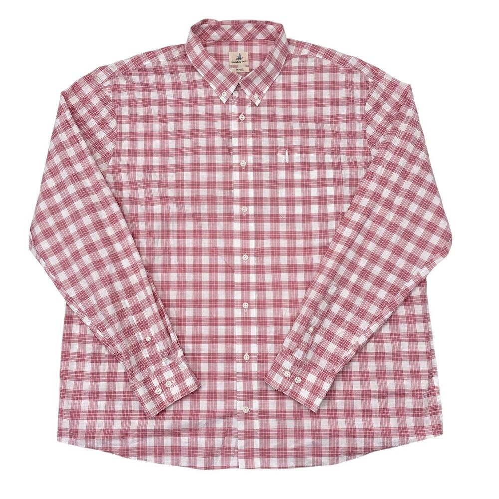Johnnie O Button Down Shirt Mens Size XXL Pink Plaid Casual Office Summer Spring